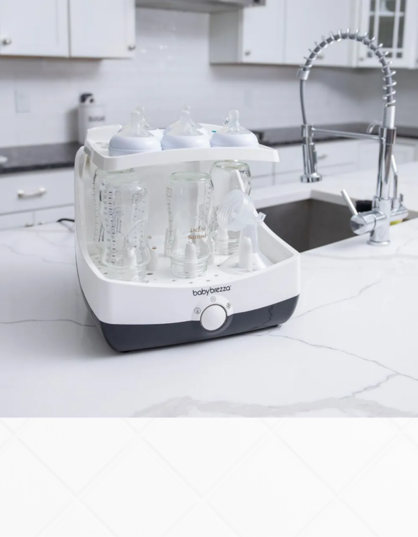 Стерилизатор и сушилка baby brezza superfast, паровой, 6 бутылочек, 6 минут, 99.9% стерилизация, сушка, хранение
